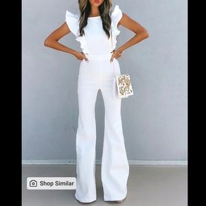 Flutter sleeve white jumpsuit